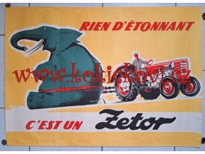 TRAKTOR ZETOR ORIG. REKLAMNÍ PLAKÁT FRANTIŠEK KARDAUS (80*58CM) - 195?