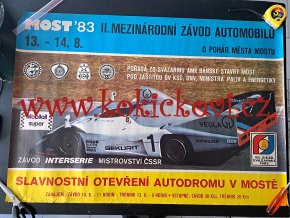 REKLAMNÍ PLAKÁT MEZINÁRODNÍ ZÁVOD AUTOMOBILŮ MOST - 1983 - OTEVŘENÍ AUTODROMU