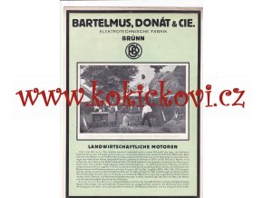 ELEKTRICKÉ MOTORY BARTELMUS DONÁT A SPOL BRNO - REKLAMNÍ PROSPEKT A4 - 1925 - 2 STRANY - NĚMECKY