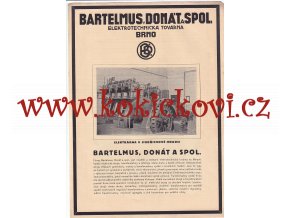 BARTELMUS DONÁT A SPOL BRNO - REKLAMNÍ PROSPEKT A4 - 1925 - 2 STRANY - VELETRH 1925 - ELEKTRÁRNA JINDŘICHŮV HRADEC