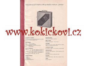 TESLA B 452 TECHNICKÝ POPIS PŘÍSTROJE  - A4 - 14 STRAN - přenosný kufříkový pětiobvodový superhet