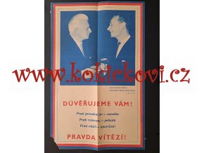 Důvěřujeme Vám! propagační plakát Pražského jara - Dubček - Svoboda