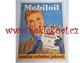 OBŘÍ REKLAMNÍ PLAKÁT A0 !!! - ZE 30. LET - MOBILOIL VACUUM OIL COMPANY  - DO VETERÁNSKÉHO MUZEA