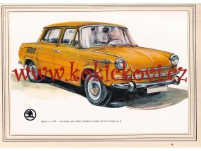 ŠKODA 1000 MB - REKLAMNÍ KRESBA REPRODUKCE - VLADIMÍR BIDLO - 1970 - 34 x 24,5 cm