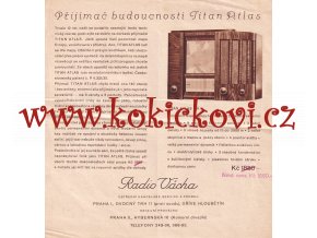 RADIO TITAN ATLAS - NABÍDKA PRODEJCE RADIO VÁCHA - 1936 - REKLAMNÍ LETÁK