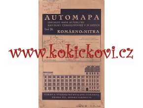 AUTOMAPA ČSR - KOMÁRNO - NITRA - mapa Autoklubu republiky  Československé 1928 - doplněk k vozu