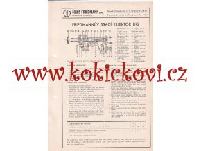 FRIEDMANNŮV SSACÍ INJEKTOR HG PARNÍ LOKOMOTIVA REKLAMNÍ PROSPEKT A4 -1949