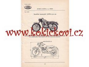 SOUTĚŽNÍ MOTOCYKL JAWA 250 CCM - KATALOGOVÝ LIST A4