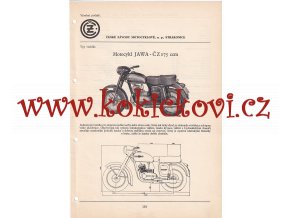 MOTOCYKL JAWA - ČZ 175 CCM - KATALOGOVÝ LIST A4