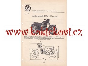 SOUTĚŽNÍ MOTOCYKL JAWA - ČZ 125 CCM - KATALOGOVÝ LIST A4