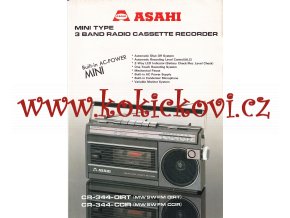 PROSPEKT PŘENOSNÝ KAZETOVÝ PŘEHRÁVAČ ASAHI CR344 OIRT  - A4 - 2 STRANY