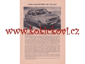 OSOBNÍ AUTOMOBIL ŠKODA 120 L (DE LUXE) - REKLAMNÍ PROSPEKT A4 - ODBOR PROPAGACE AZNP MLADÁ BOLESLAV - ORIGINÁL - 80. LÉTA