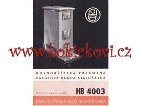 Reklamní prospekt Západočeských kaolinek Praha - kamna HB 4003