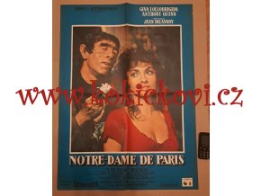 Notre-Dame de Paris - velký francouzský plakát A1 - Anthony Quinn and Gina Lollobrigida - Zvoník u Matky Boží