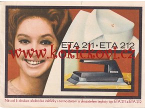 ELEKTRICKÁ ŽEHLIČKA ETA S UKAZATELEM TEPLOTY ETA 211 A ETA 212