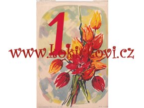 KOMUNISTICKÝ PLAKÁT DO OKEN 1. MÁJ - ROK 1958 (VARINTA 3) - A4 - 21*30 CM - RARITA DO SBÍRKY SOCIALISTICKÉ REKLAMY