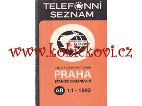 Telefonní seznam Praha 1992, , ČS - spoje - A4 - 206 stran, podniky a instituce