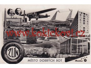 ZLÍN MĚSTO BOT BAŤA FOTOMONTÁŽ - KOLÁŽ - POLOVINA 30. LET - PĚKNÝ STAV