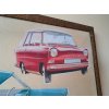 Tatra 604/Lido – originální obraz / návrh od František Kardaus pro ing. Julius Mackerle - kresba tužkou, tuší a temperou doplněná koláží - unikát 195?