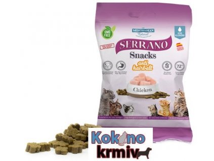 Serrano Snack for Cat-Chicken-AntiHairball 50g