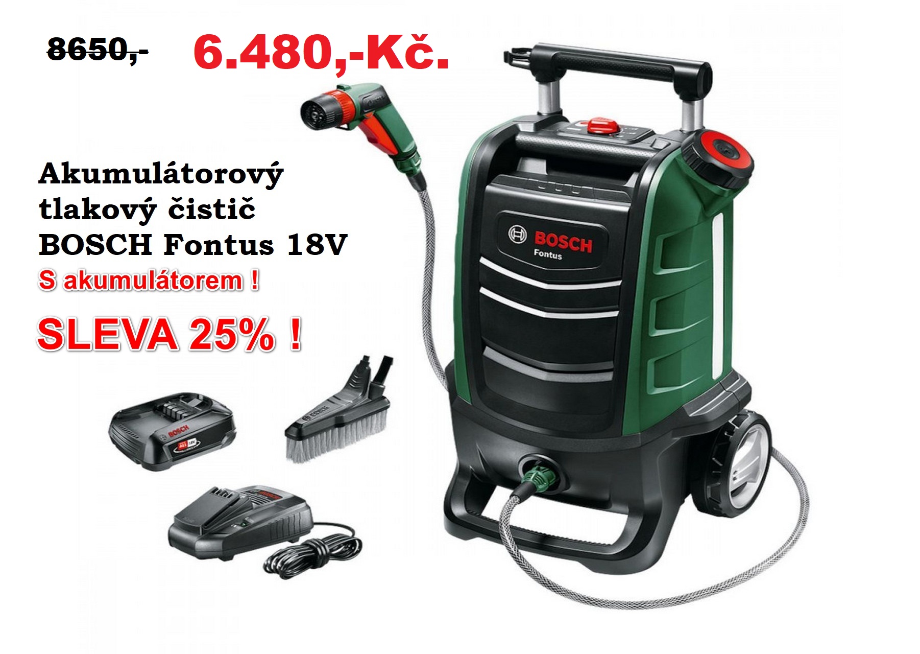 Akumulátorový tlakový čistič BOSCH Fontus 18V