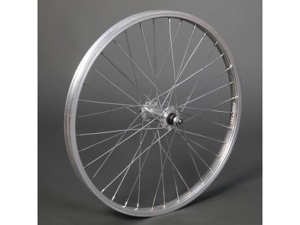 Zapletené kolo 20" (406mm) přední, ráfek Al, náboj Fe stříbrné, osa 9,5mm