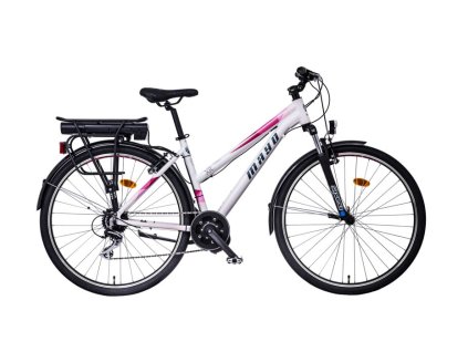 Jízdní koloMAYO e-XR TOUR TREK LADY FLAT BB 28" 2024 (Velikost 18" lady, Barva biela-ružová, Modifikácia akumulátor nosičový Bez modifikácie)