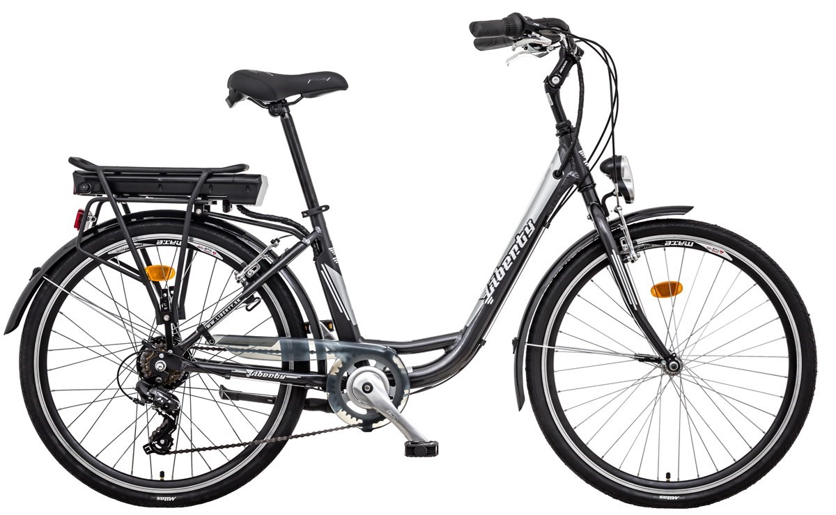 Elektrokolo LIBERTY e-VIA 6spd 36V zadní pohon Barva: antracit, baterie Li-ion: 10Ah, Dojezd 40 -60km, vidlice: odpružená Suntour