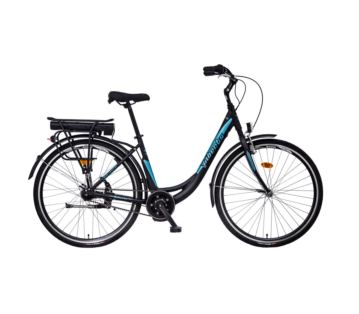 Elektrokolo LIBERTY e-STRADA BB 7 rychlostní NEXUS, střed. pohon Barva: černá mat, baterie Li-ion: 10Ah, Dojezd 40 -60km, velikost rámu: 18"