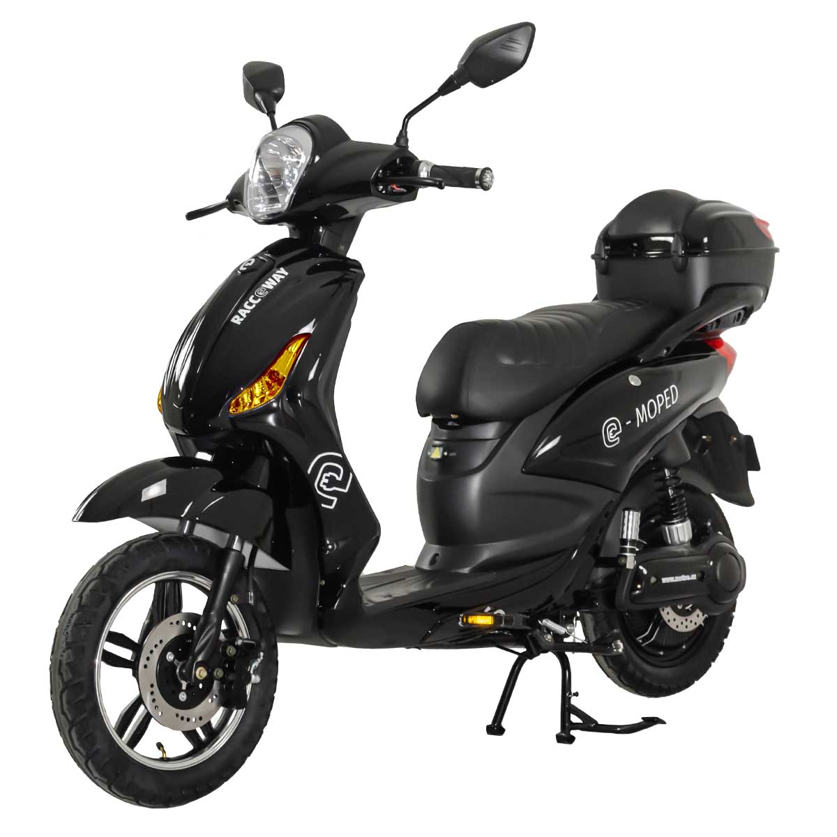 Elektrický motocykl RACCEWAY E-MOPED Barva: černý - lesk, baterie: Li-ion 30Ah, Dojezd 70 -120 km