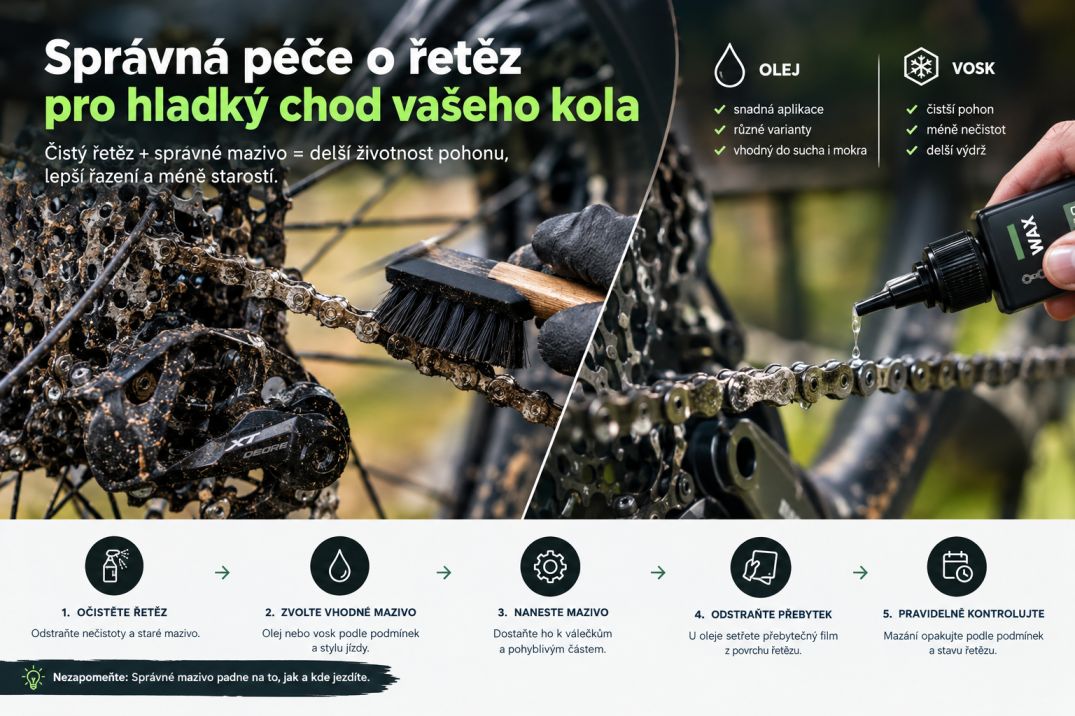 Jak správně mazat řetěz na kole a kdy použít vosk místo oleje?