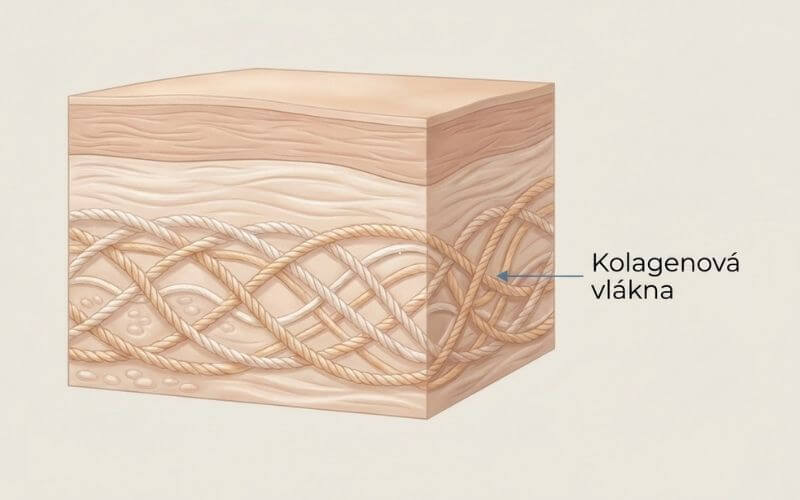 Kolagenová vlákna v pokožce a jejich vztah k elastinu a fibroblastům