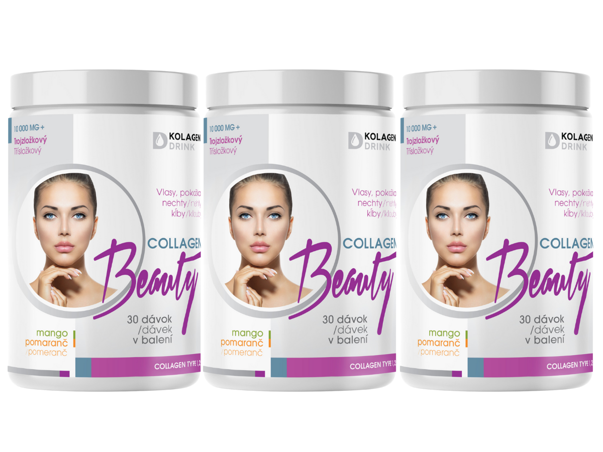 90-denní program KolagenDrink Collagen Beauty třísložkový (typ 1, 2 & 3) rybí hydrolyzovaný kolagen 3 x 330 g