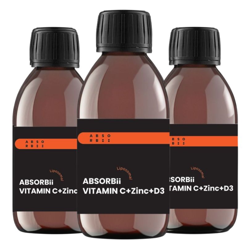 3× ABSORBii VITAMIN C+Zinc+D3 lipozomální vitamíny 200 ml