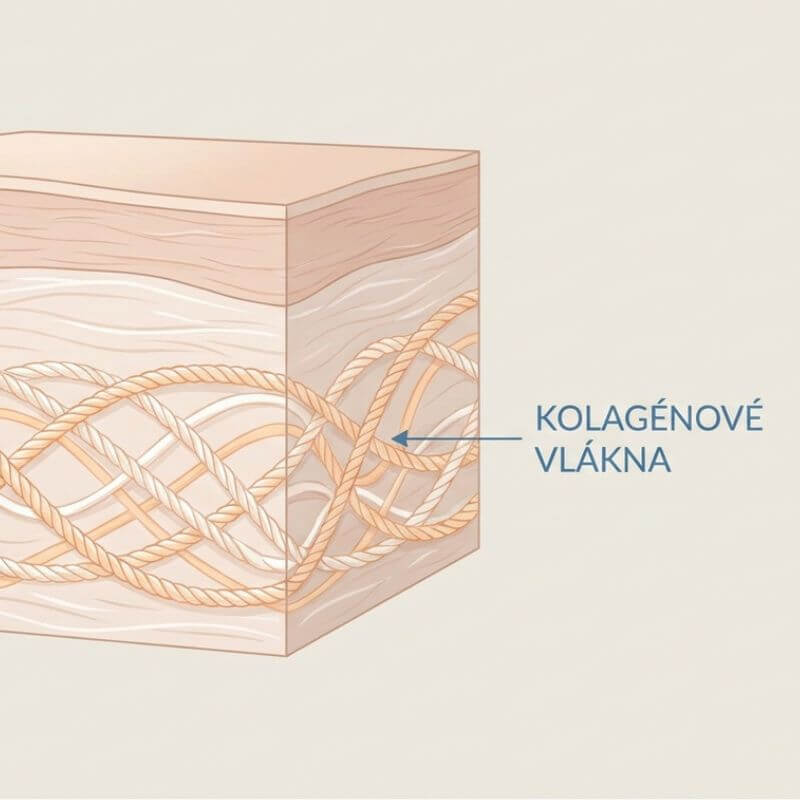 Ilustrácia kolagénových vlákien v pokožke a spojivových tkanivách