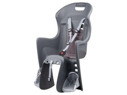 Zadní dětská cyklosedačka Polisport Boodie na nosič tmavě šedo-šedá  Lehká zadní sedačka na nosič s tříbodovým pásem pro děti do 22 kg