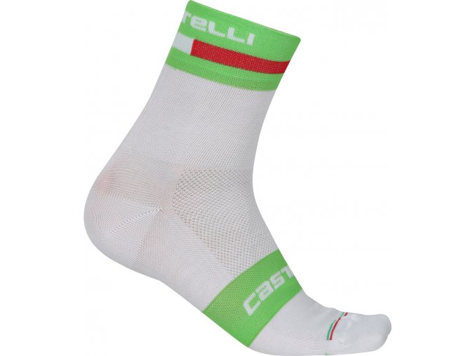 cs17040 castelli volo 9 sock white pro green front