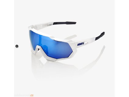 100% Brýle Speedtrap Matte White HiPER Blue Multilayer Mirror Lens