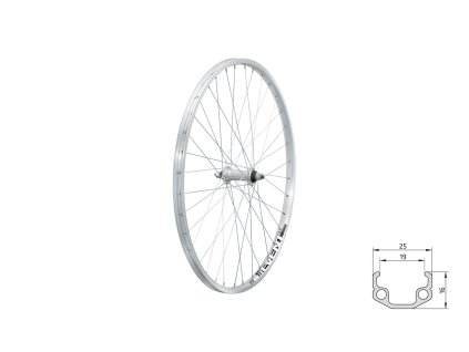 Zapletené kolo přední KLS EVENT V-brake F, 26", silver