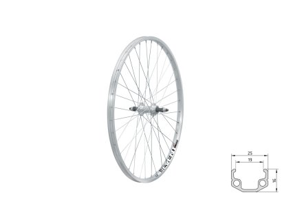 Zapletené kolo zadní KLS EVENT V-brake R, 26", silver
