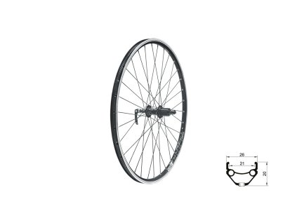 Zapletené kolo zadní KLS DRAFT V-brake R, 28/29", black