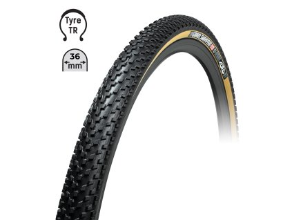 plášť TUFO Gravel SWAMPERO 700x36C, bezduš.črn/béž (Varianta použití: Gravel, rozměr: 700C, typ: patka - kevlar, šířka: 36 mm)