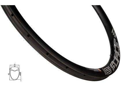 ráfek FORCE GRAVEL plášťový KARBON 40mm, 24děr (Varianta materiál: karbon, počet děr: 24 děr, rozměr: 29 palců, typ brzdy: disková, typ ráfku: pláštový)