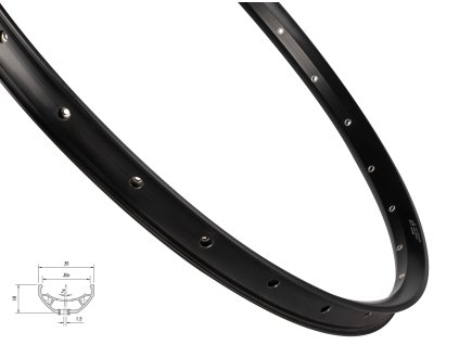 ráfek MACH1 TRUCKY 30 DISC 622x30, 28 děr, černý (Varianta materiál: hliník, počet děr: 28 děr, rozměr: 29 palců, typ brzdy: disková, typ ráfku: pláštový)
