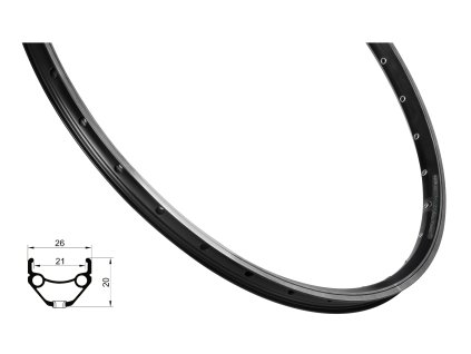 ráfek 26" FORCE PRIME 559x21, černý (Počet děr 32 děr)
