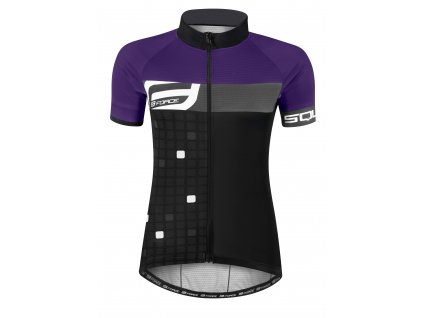 dres F SQUARE LADY kr. rukáv, černo-fialový L (velikost  L)