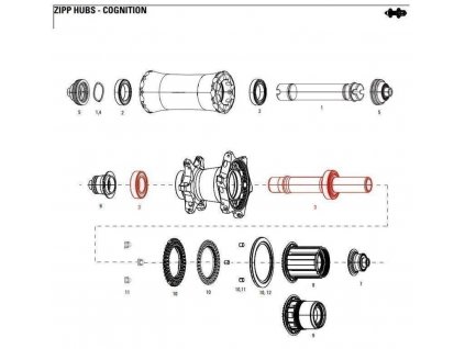 ZIPP 11.2018.032.002 - ZIPP AXLE WITH BEARINGS REAR COGNITION NSW (Velikost Uni)