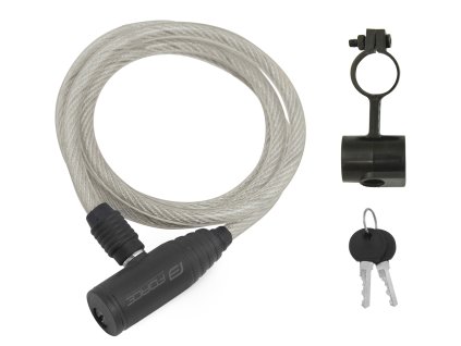 zámek F ECO spirálový s držákem 120cm/8mm, čirý (Varianta držák: ano, délka: 1 200 mm, průměr: 8 mm, typ: lankový)