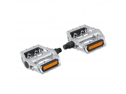 pedály FORCE FREE hliníkové, stříbrné (typ klasické, materiál hliník)