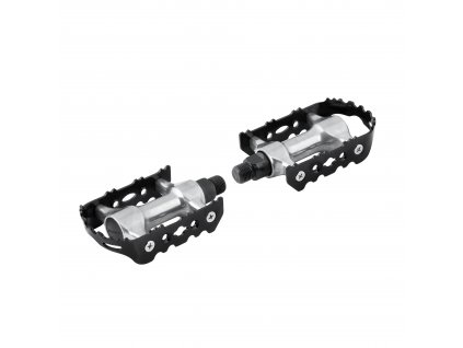 pedály F 910 Al-Fe kuličková ložiska, černo-stříbr (typ klasické, použití Cross, materiál hliník)